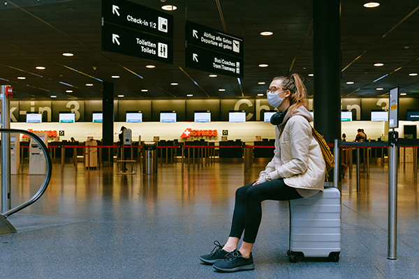 Masked in airport